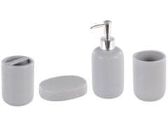 Beliani 4-dielna keramická súprava kúpeľňových doplnkov sivá RENGO