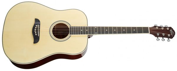krásna akustická gitara oscar schmidt menzúra 650 mm vrstvený korpus lesklá povrchová úprava vhodná na hru trsátkami a prstami