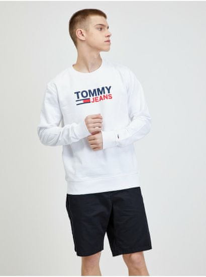 Tommy Jeans Biela pánska mikina Tommy Jeans