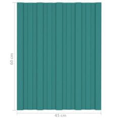 Vidaxl Strešné panely 12 ks pozinkovaná oceľ zelené 60x45 cm