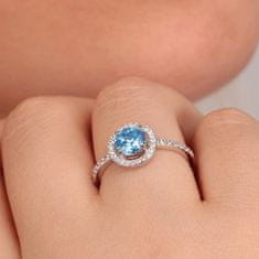 Morellato Nežný strieborný prsteň s akvamarínom a kryštály Tesoro SAIW9701 (Obvod 58 mm)