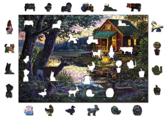Wooden city Drevené puzzle Večer v dome pri jazere 2v1, 505 dielikov EKO