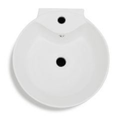 Petromila vidaXL Biele stojace okrúhle keramické umývadlo do kúpeľne s prepadom a otvorom na batériu