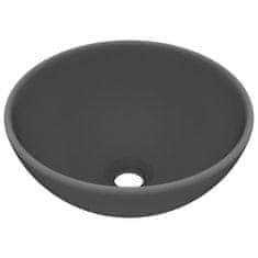 Vidaxl Luxusné umývadlo, okrúhle, matné tmavosivé 32,5x14 cm, keramika