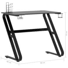 Vidaxl Herný stôl s nohami v tvare ZZ čierny 90x60x75 cm