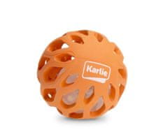 Karlie Gumová mriežkovaná guľa s LED svetlom vo vnútri 8,3 cm oranžová