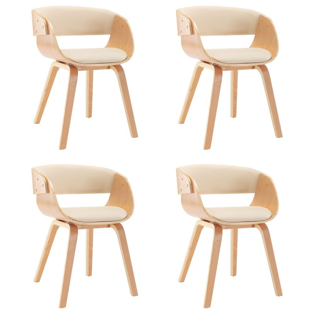 Vidaxl Jedálenské stoličky 4 ks krémové ohýbané drevo a umelá koža