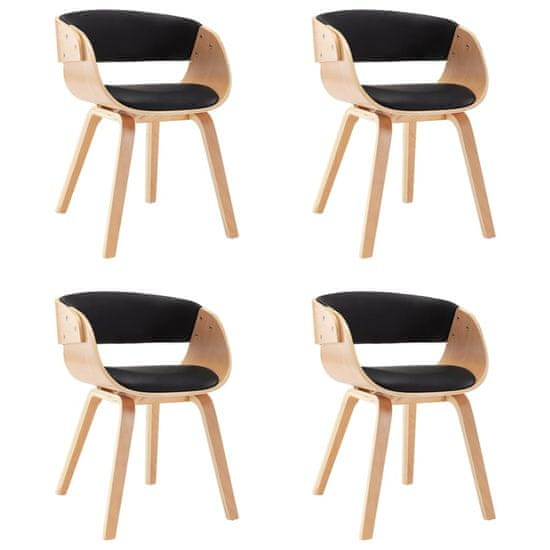 Vidaxl Jedálenské stoličky 4 ks čierne ohýbané drevo a umelá koža