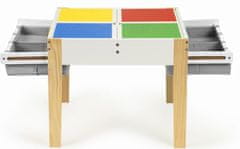 EcoToys Detský drevený stôl s hracou doskou a dvomi stoličkami