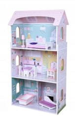 EcoToys Trojpatrový domček pre bábiky Jahodový