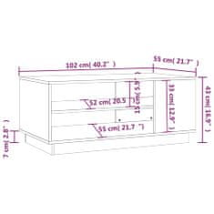 Vidaxl Konferenčný stolík lesklý biely 102x55x43 cm drevotrieska