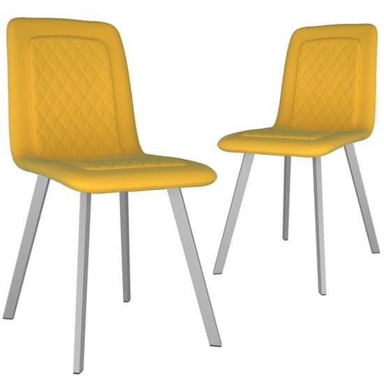 Vidaxl Jedálenské stoličky 2 ks, žlté, zamat