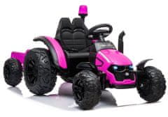 Lean-toys Batériový traktor s prívesom HZB-200 ružový