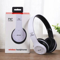 slomart P47 Multifunkčné bezdrôtové slúchadlá Bluetooth MP3 biele