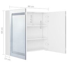 Vidaxl LED kúpeľňová zrkadlová skrinka žiarivá biela 80x12x68 cm