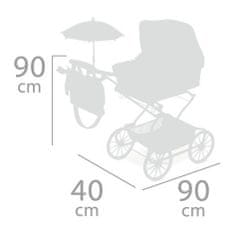 DeCuevas 82035 Skladací kočík pre bábiky REBORN so slnečníkom a doplnkami SKY 2020 - 90 cm