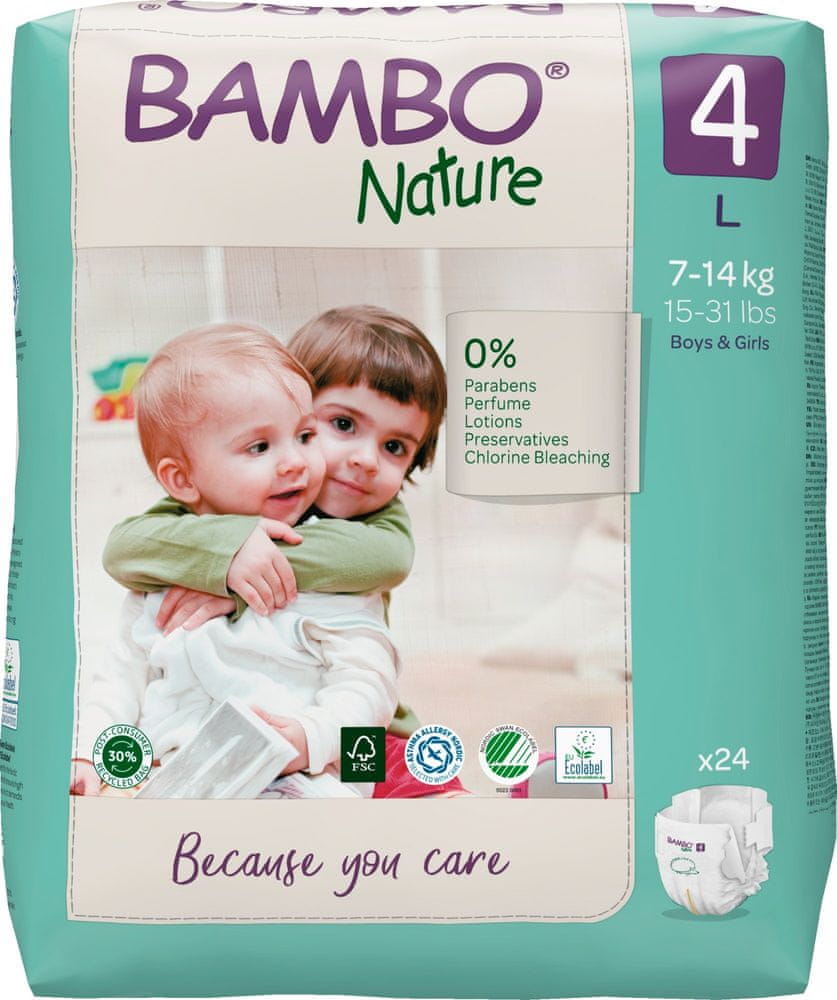 Bambo Nature 4, 24 ks, pre 7-14 kg
