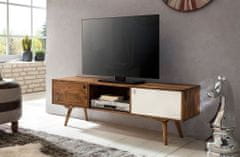 Bruxxi TV stolík s 2 dverami Repa, 140 cm, masív, Sheesham, biela