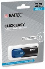 Emtec USB flash disk "B110 Click Easy", 32 GB, USB 3.2, čierna-modrá