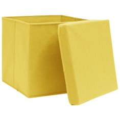 shumee Úložné boxy s vrchnákmi 10 ks žlté 32x32x32 cm látkové
