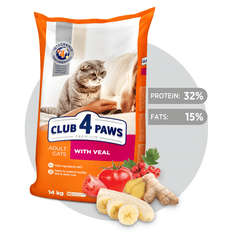 Club4Paws Premium Granuly pre mačky pre všetky plemená teľacia príchuť 14 kg