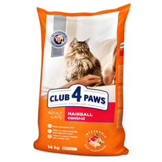 Club4Paws Premium Hairball control pre dospelé mačky 14kg + 1x set Club4Paws s hovadzim mäsom 340g