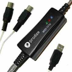 Prodipe 1i1o USB-MIDI převodník určený pro přenos MIDI dat z/do počítače