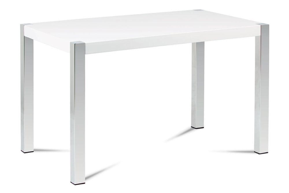 Autronic jedálenský stôl 120x75 cm, vysoký lesk biely / chrom AT-2066 WT