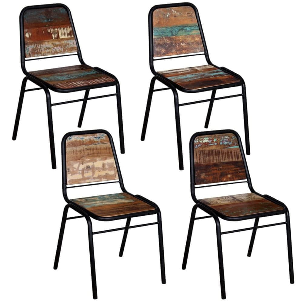 Vidaxl Jedálenské stoličky 4 ks, recyklovaný masív