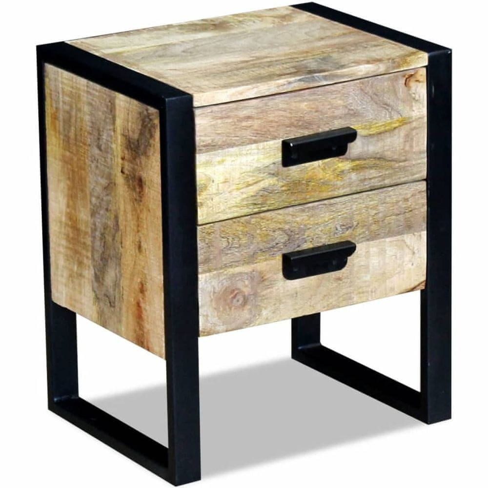 Petromila vidaXL Bočný stolík, 2 zásuvky, masívne mangové drevo, 43x33x51cm