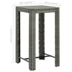 Petromila vidaXL Záhradný barový stolík sivý 60,5x60,5x110,5 cm polyratanový