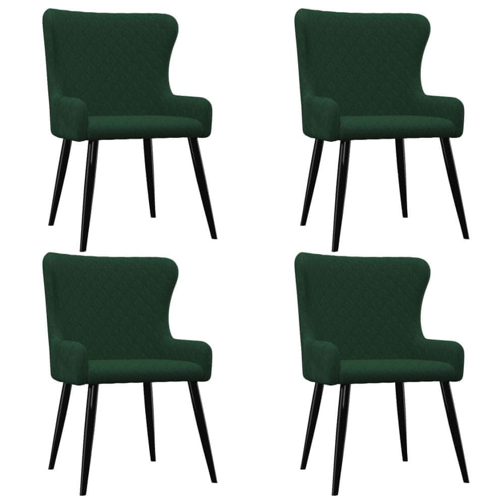 Vidaxl Jedálenské stoličky 4 ks, zelené, zamat