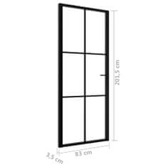 Vidaxl Interiérové dvere, ESG sklo a hliník 83x201,5 cm, čierne