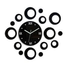 ModernClock 3D nalepovacie hodiny Rings čierne