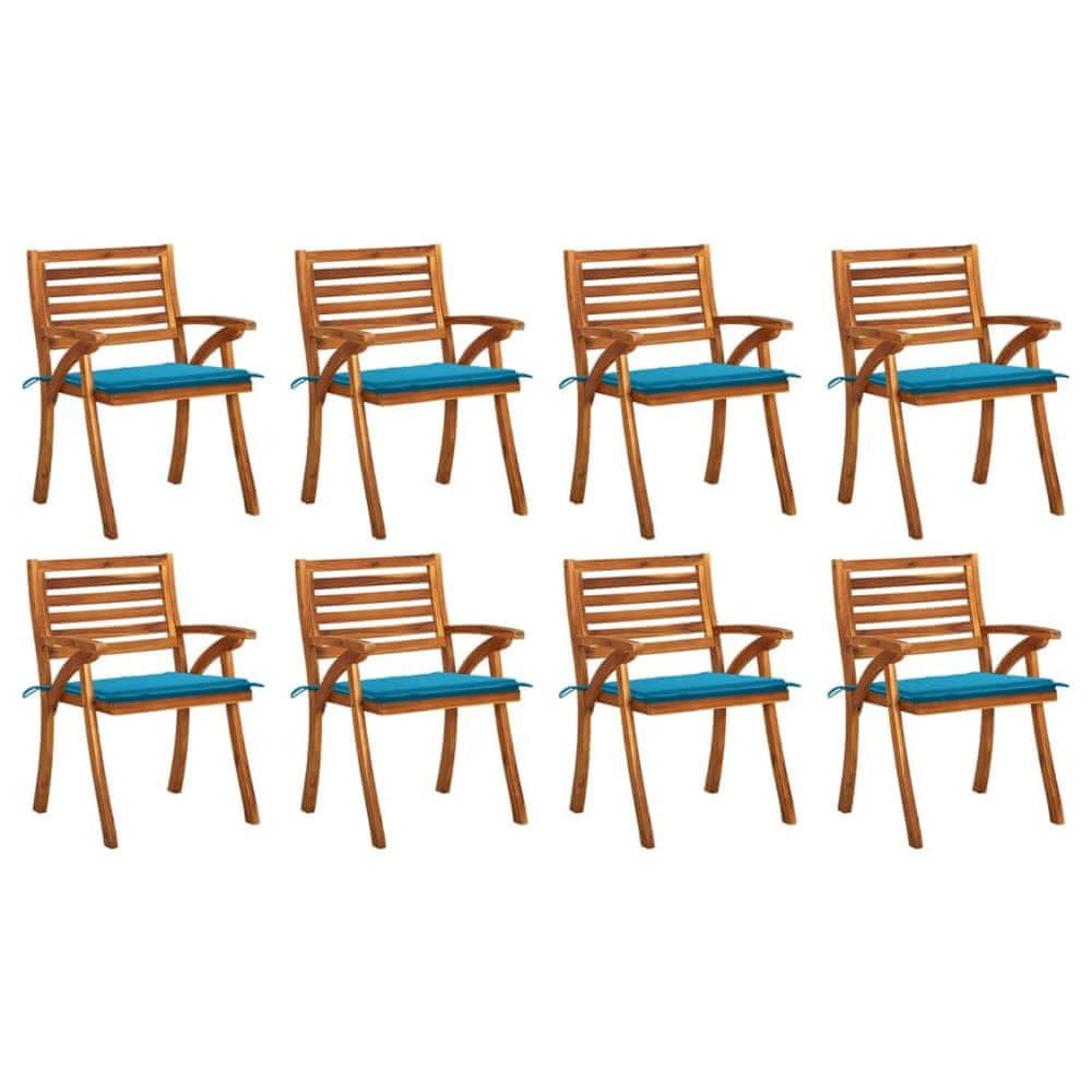 Vidaxl Záhradné stoličky so sedákmi 8 ks akáciový masív