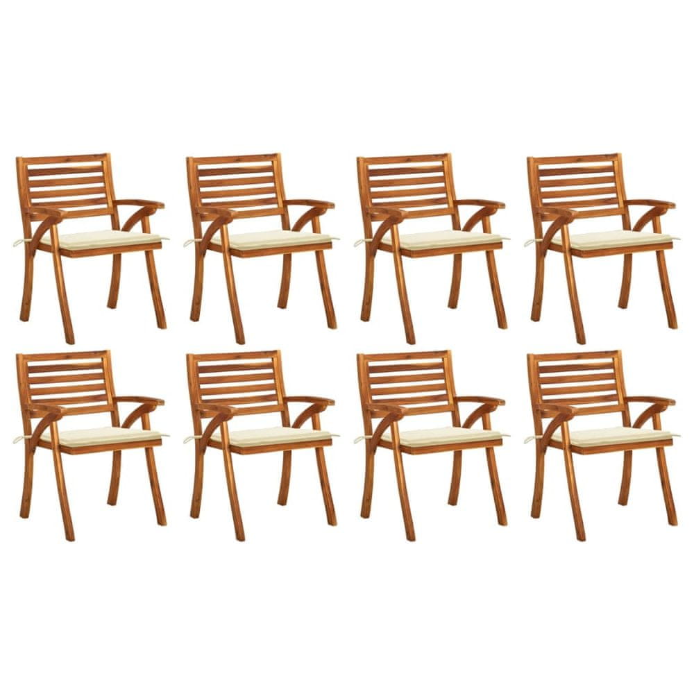 Vidaxl Záhradné stoličky so sedákmi 8 ks akáciový masív