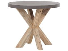 Beliani Okrúhly záhradný betónový stôl 90 cm sivá/svetlé drevo OLBIA