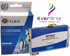 G&G Epson 407XL C Pigment, Epson C13T07U240, Premium patentovaný cartridge, XL 1900 strán s čipom, Azúrová - Cyan