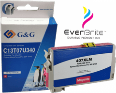 G&G Epson 407XL M Pigment, C13T07U340, Premium patentovaný cartridge, XL 1900 strán s čipom, Purpurová - Magenta