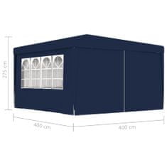 Vidaxl Profesionálny párty stan+bočné steny 4x4 m, modrý 90 g/m2