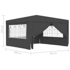 Vidaxl Profesionálny párty stan+bočné steny 4x4 m, antracitový 90 g/m2