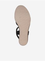 Tamaris Tmavmodré kožené sandále na plnom podpätku Tamaris 36