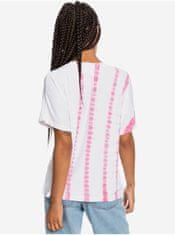 ROXY Ružovo-biele dámske vzorované tričko Roxy Over The Rainbo S