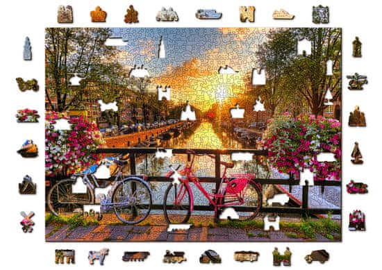Wooden city Drevené puzzle Kolesá v Amsterdame 2v1, 1010 dielikov EKO
