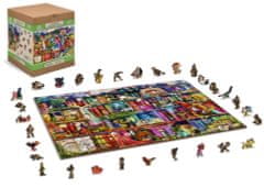 Wooden city Drevené puzzle Police s knihami o hľadaní pokladu 2v1, 1010 dielikov EKO