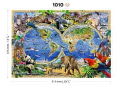 Wooden city Drevené puzzle Mapa Ríša zvierat 2v1, 1010 dielikov EKO