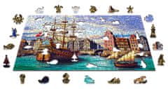 Wooden city Drevené puzzle Staré lode v prístave 2v1, 505 dielikov EKO