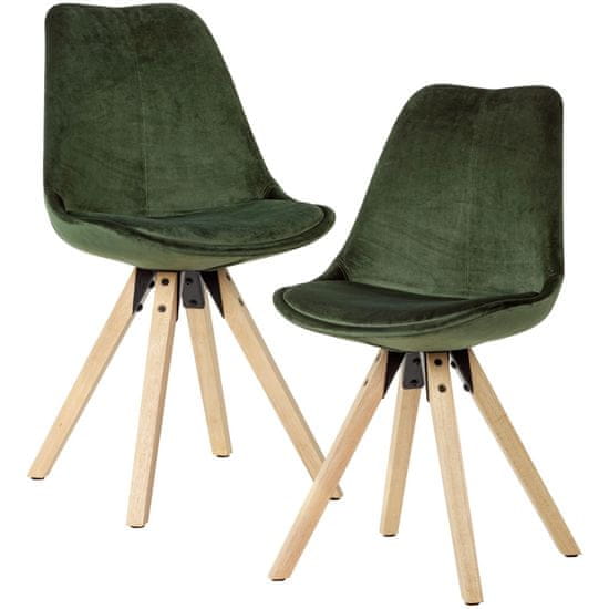 Bruxxi Jedálenská stolička Ruby (súprava 2 ks), zelená