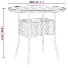 Vidaxl Záhradný stôl Ø80x75 cm akáciové drevo a polyratan čierny