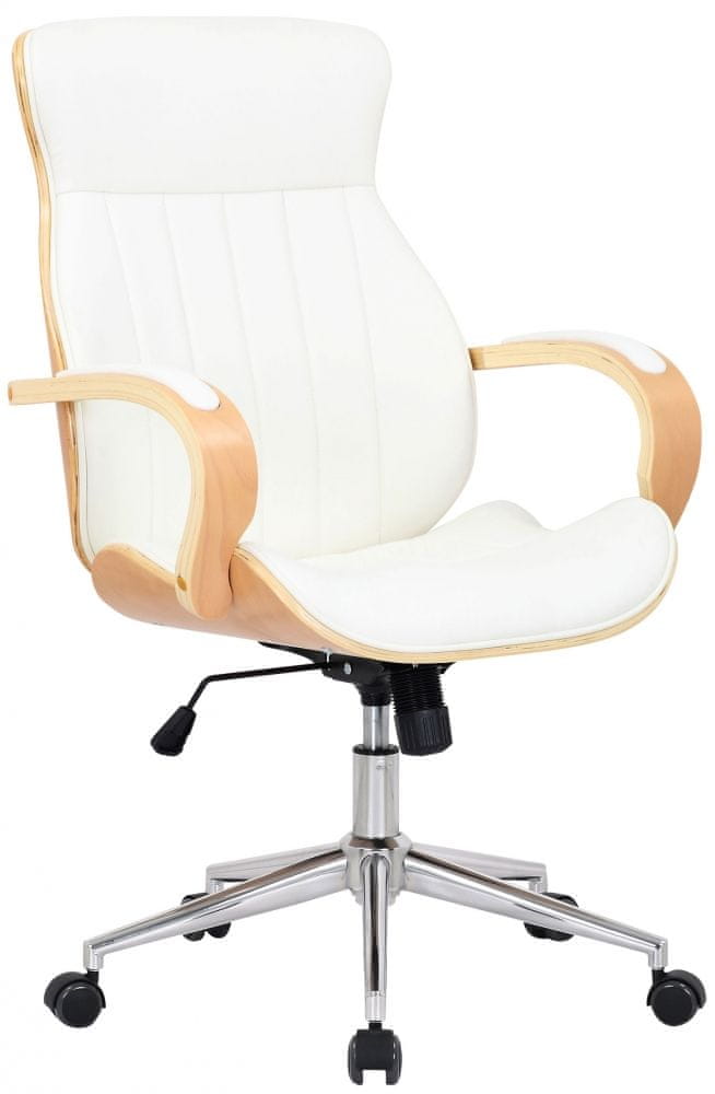 BHM Germany Kancelárska stolička Melilla, syntetická koža, prírodná / biela